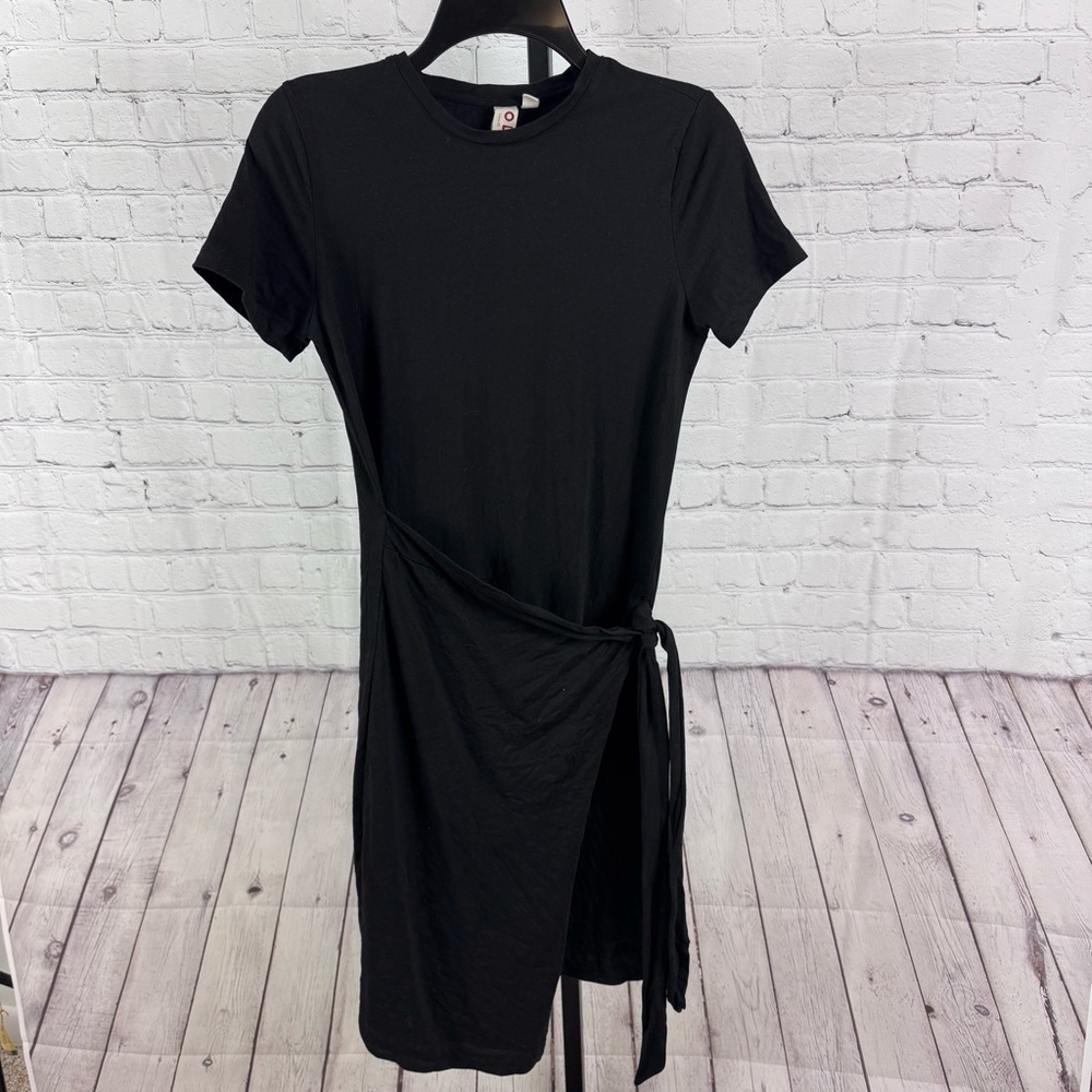 Dolan Anthropologie Black Faux Wrap Draped Midi Dress Size Small